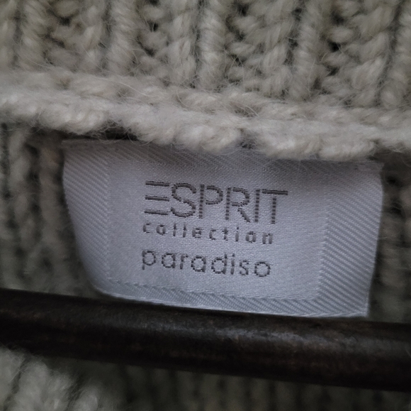 ESPRIT | alpaca blend heavy knit button up long high neck sweater cardigan - Picture 6 of 8